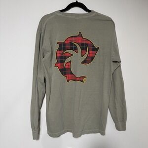 Mens Shark Graphic Long Sleeve Tee‎ WRV Wave Riding Vehicles Olive Skater Large